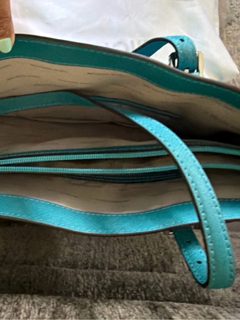 Michael Kors Turquoise Leather Tote with Gold Hardware